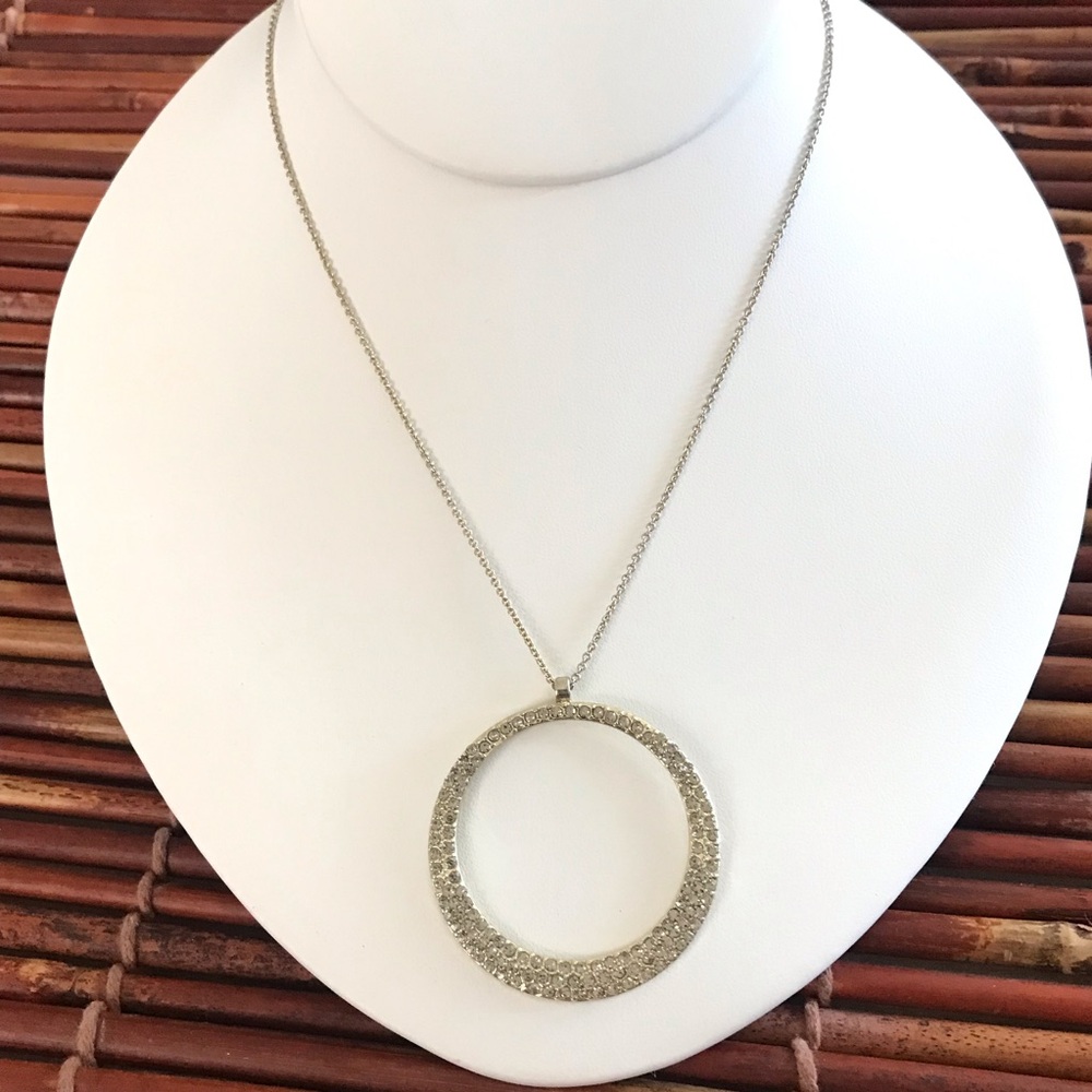 Loft Silver Tone Pave Circle Necklace